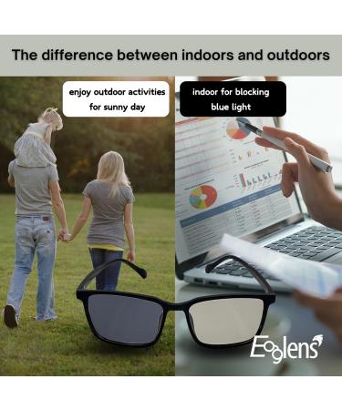Blue Light Blocking Photochromic Glasses - Anti Eyestrain UV Protection for TV Phone Computer & Gaming - Stylish Black & Clear Sunglasses - Buy Online on GoSupps.com