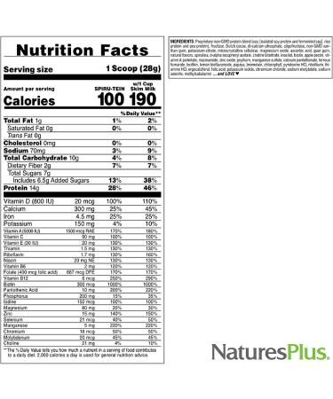 NaturesPlus SPIRU-TEIN Chocolate 5lb (Pack of 2) | Plant-Based Protein Shake | Non-GMO, Vegetarian, Gluten-Free | 162 Servings - Buy Online on GoSupps.com