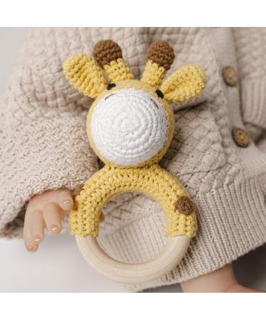 Handmade Mamimami Home Crochet Baby Rattle - Giraffe Teething Ring for Boys & Girls | Perfect Birth Gift - Buy Online on GoSupps.com