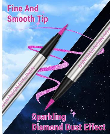  LYSdefeu Waterproof glitter liquid eyeliner UV neon liquid pencil metallic hold multi-colored glitter long-lasting easy to use and highly pigmented dries to create lines - Buy Online on GoSupps.com