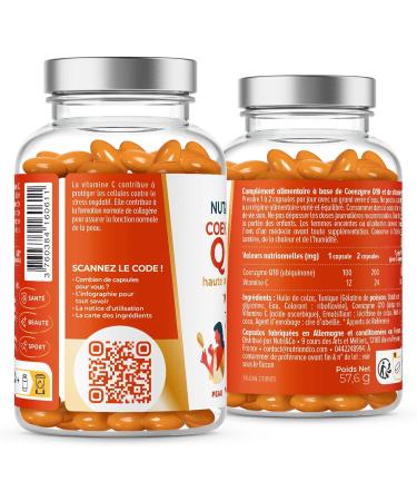 NUTRI & CO Coenzyme Q10 - Ubiquinone 200mg - CoQ10 + Vitamin C - Anti-Aging & Anti-Wrinkle Skin Supplement - Cardiovascular Health - 120 High Absorption Capsules - Packaged in France - Buy Online on GoSupps.com