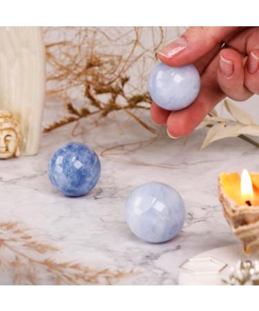 NKlaus 30mm Natural Calcite Blue Ball - Gemstone for Spiritual Healing & Home Decoration - Buy Online on GoSupps.com