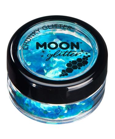 Iridescent Chunky Glitter by Moon Glitter - Blue - Cosmetic Festival Makeup Glitter for Face Body Nails Hair Lips - 3g - Buy Online on GoSupps.com