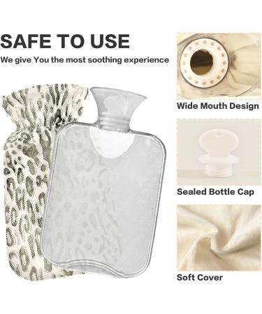 NAANLE 2L Transparent Hot Water Bottle - Watercolor Leopard Pattern for Pain Relief & Warmth | Ideal for Bed & Hand/Foot Therapy - Buy Online on GoSupps.com