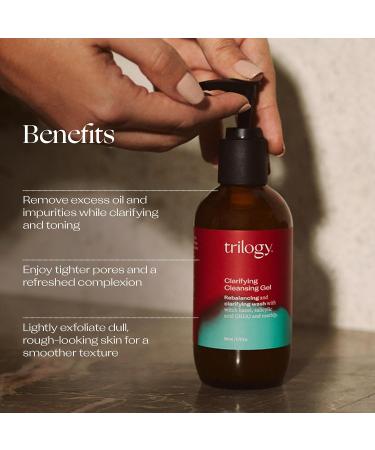 Trilogy Clarifying Cleansing Gel with Witch Hazel - 6.76 fl oz | Gentle Deep Clean for All Skin Types | International Shipping - Buy Online on GoSupps.com
