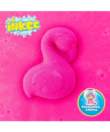 INKEE FLAMINGO Bath Bombs for Kids 15 x 15 g Fun Colours Jojoba Oil and Chewing Gum Flavour - Buy Online on GoSupps.com