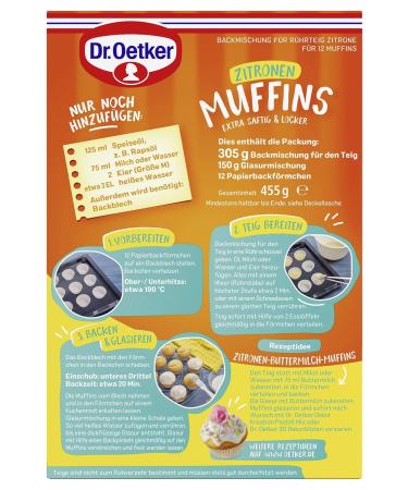 Buy Dr. Oetker Lemon Muffins Baking Mix - 4 x 415g | Easy Recipe for 12 Delicious Muffins with Glaze | International Shipping Available - Buy Online on GoSupps.com