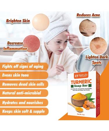 Turmeric Soap Bar for Face & Body - Natural Skin Brightening & Even Tone Formula - Fade Scars, Sun Damage & Age Spots - 4 Oz Bar Soap for All Skin Types - Made in USA - Buy Online on GoSupps.com