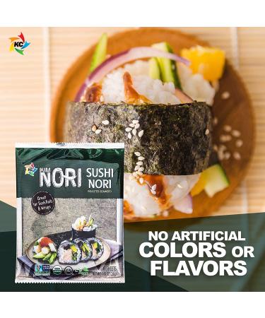 KIMNORI Organic Sushi Nori Seaweed Sheets 10 Full Size Rolls - Gluten Free, Vegan, Non GMO, Kosher - 25g (0.88oz) - Pack of 10 - Buy Online on GoSupps.com