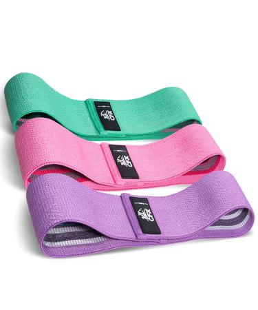CFX Resistance Bands Set, Exercise Bands with Non-Slip Design for Hips & Glutes, 3 Levels Workout Bands for Women and Men, Booty Bands for Home Fitness, Yoga, Pilates Green,Purple,Pink