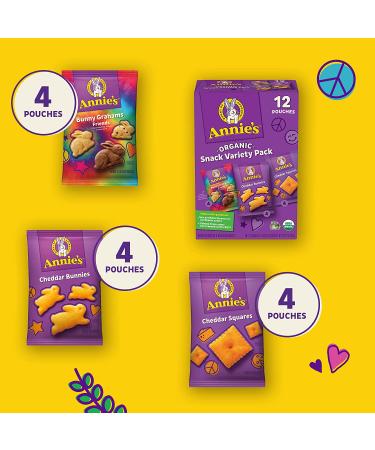 Annie's Cheddar Bunnies & Bunny Grahams Variety Pack - 12 ct | Tasty Organic Snacks - Buy Online on GoSupps.com