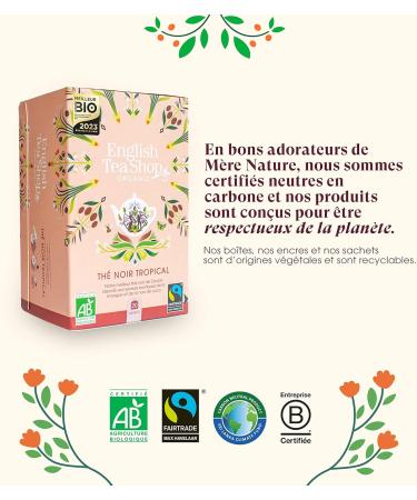 English Tea Shop - Organic Tropical Black Tea - 20 bags - Fairtrade organic black tea with coconut cocoa mango and - Buy Online on GoSupps.com