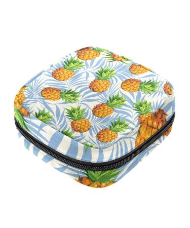 Pineapple Leaves Pattern Sanitary Napkin Storage Bag Menstrual Pad Bag Portable Menstrual Period Sanitary Pouch Zipper Tampons Collect Bags for Teen Girls Women Ladies Color 8