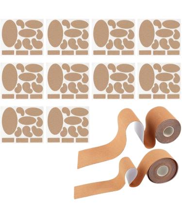 10Pcs Moleskin Tape Flannel Adhesive Pads and 2 Pcs Strapping Tape Avoid Super Skin Blister Pre-Cut Moleskin Very Easy to Paste Foot Protection for Heels
