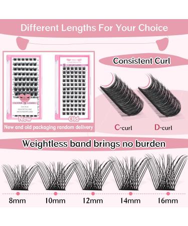 Lash Clusters 72 Pcs Individual Volume Eyelashes Look Super Thin Band (Volume-C-16mm) - Buy Online on GoSupps.com