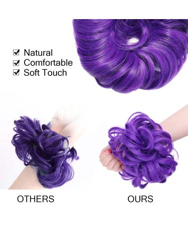 Thick Curly Wavy Hair Bun Scrunchie in Purple | Up-do Synthetic Wig for Women Girls - Buy Online on GoSupps.com