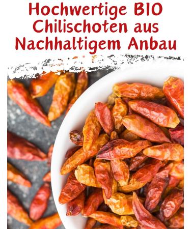 Buy ORGANIC Birds Eye Chili Peppers - Whole Red Dried Chilis Very Hot (Heat Level 9) - 300g | Aroma Protection | International Shipping Available - Buy Online on GoSupps.com