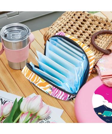 Colorful Watercolor Zebra Women's Napkin Storage Bag - Portable Period Pocket for Teens & Girls - Menstrual Cup & Breastfeeding Insert Holder - Buy Online on GoSupps.com