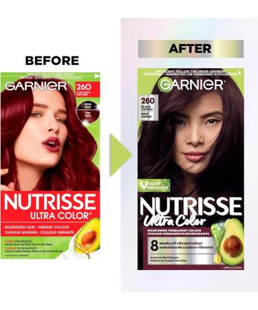 Garnier Nutrisse Ultra Color Permanent Hair Dye Vibrant Long-Lasting Colour Vegan Formula Nourished Hair Protects Hair Against Dryness 260 Black Cherry 1 Application Packaging May Vary RED SHADES 260 Black Cherry - Buy Online on GoSupps.com