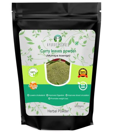 AYURVEDASHREE Curry Leaf Powder 200 Gm | Promotes Hair Growth | Hair Volume | Thicker Hair | Murraya koenigii | Natural & Food Grade