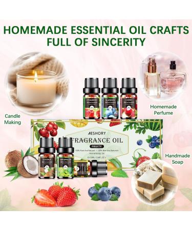 Aeshory Fruity Essential Oil Set - 6 x 10ml Natural Aromatherapy Fragrance Gift Set for Diffusers - Strawberry Blueberry Cherry Coconut Watermelon Mango - Buy Online on GoSupps.com