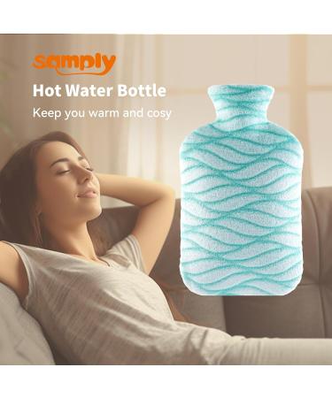 Samply 2L Hot Water Bottle with Soft Cover - Pain Relief for Back, Neck, and Shoulders - Cosy Nights - Light Blue - Buy Online on GoSupps.com