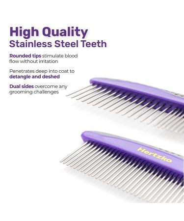 Pet Combs by Hertzko - Small & Large Combs for Dogs and Cats - Removes Tangles, Knots, Fur, and Dirt - Ideal for Everyday Grooming - Short or Long Hair - Pack of 2 - Buy Online on GoSupps.com
