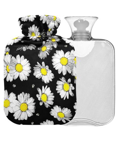 Naanle hot hot water bottle with reference vintage daisy flower transparent hot water bottle 2l large hot hot water bottle for menstrual cramps pain relief handfoots heat and cold therapy