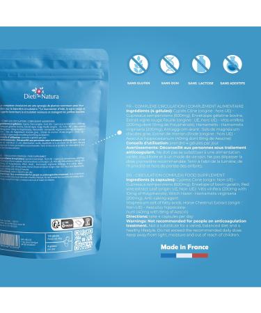 DIETI NATURA - Circulation Complex - Blood Circulation Legs - Light Legs - Red Vine - Non-GMO Gluten & Lactose Free - Made In France - 120 Capsules - Buy Online on GoSupps.com