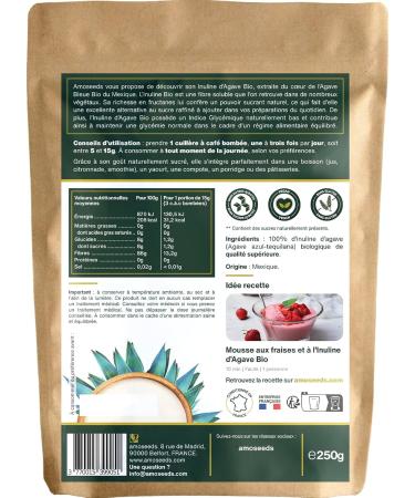 Organic Agave Inulin 250G | Prebiotic 90% Fiber Blood Glucose | Superior Quality - Buy Online on GoSupps.com