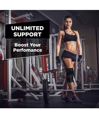 Pure Support Knee Brace - Compression Sleeve for Running, Arthritis Pain, Sports - Large Black with Straps - Buy Online on GoSupps.com