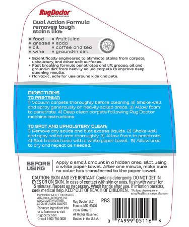 Rug Doctor Spot + Pretreat Dual Action Cleaner 24 oz - Scientifically Formulated for Tough Stain Removal on Soft Surfaces - Buy Online on GoSupps.com