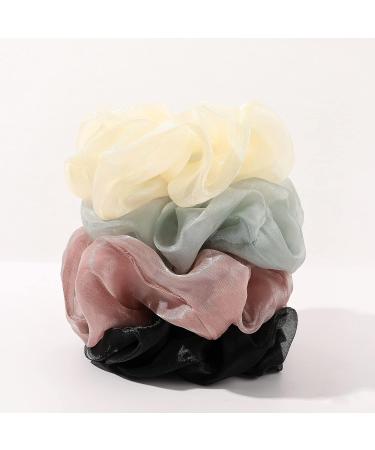 Satin Oversized Scrunchies for Women - Set of 4 Big Silk Hair Ties in Gray Pink - Jumbo Ponytail Accessories - Great Gift for Girls - Buy Online on GoSupps.com