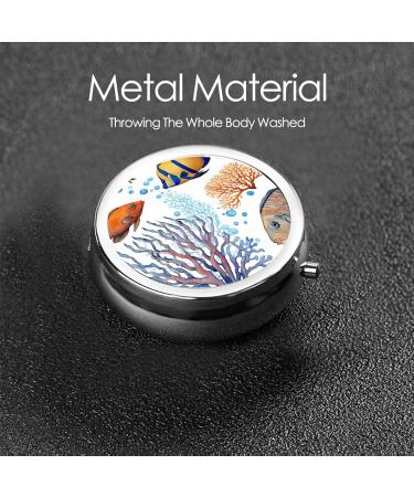 Colorful Fish Round Pill Box | 3 Compartment Mini Travel Pill Organizer for Vitamins & Medications - Buy Online on GoSupps.com