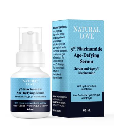 Natural Love 5% Niacinamide Serum (Vitamin B3) 5% B5 Gel Hydrating and Moisturizing Face Serum for All Skin Types - Made in Canada