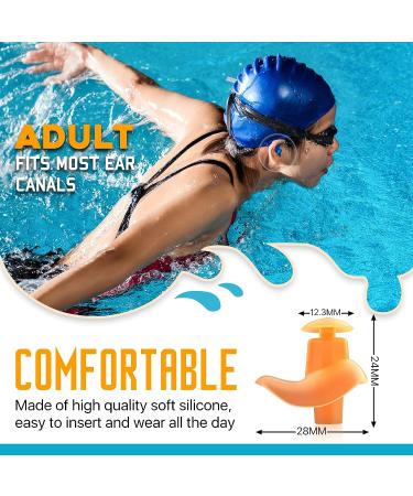 Hearprotek Swim Ear Plugs - 3 Pairs Waterproof Reusable Silicone Ear Plugs for Adults - Comfortable for Swimmers, Shower, Pool, Bath, Surfing - Blue/Black/Orange - Buy Online on GoSupps.com