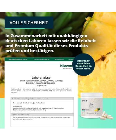 Bromelain High Dose Capsules | 600mg Pineapple Enzymes | 3 000 FIP | Optimal for Athletes | 120 pcs | Brandl  - Buy Online on GoSupps.com