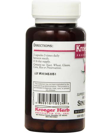 Kroeger Herb Sinus Blend Stuffy Capsules 100 Count - Natural Relief for Sinus Congestion - Buy Online on GoSupps.com