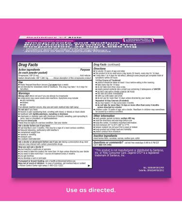 HealthCareAisle Omeprazole and Sodium Bicarbonate Powder for Oral Suspension 20 mg/1 680 mg - 14 Packets - Acid Reducer - Effective Acid Reflux Medicine Treats Frequent Heartburn - Buy Online on GoSupps.com