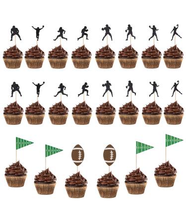 Football Cupcake Toppers Decorations Cocktail Picks Toothpicks Football Flag Food Picks for Sports Themed Party Game Day Football Party Favors for Boys Birthday