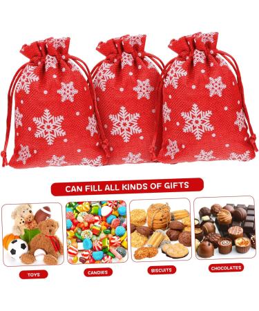 SEWOART 10pcs Snowflake Burlap Bag Party Supply Holiday Pouch Christmas Bag Drawstring Storage Bags 14X10X0.3CM Red - Buy Online on GoSupps.com