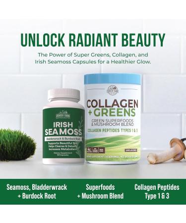 Country Farms Beauty Pack Collagen + Greens Irish Sea Moss, Collagen for Skin, Hair Growth, Nails & Joints, Ultimate Beauty Support Gift, Pack of 2 - Buy Online on GoSupps.com