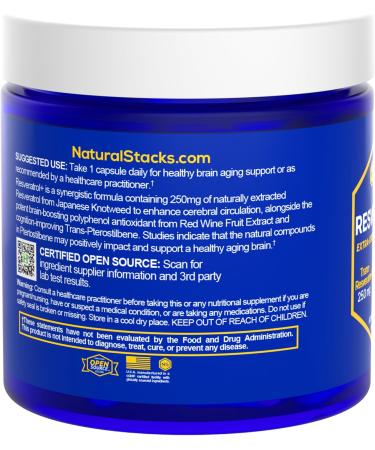 Resveratrol Supplement - 250mg Trans-Resveratrol & 10mg Trans-Pterostilbene - Antioxidants Supplement with 200mg Red Wine Extract - Extra Strength Aging Support - 60 Japanese Knotweed Capsules 60 Count (Pack of 1) - Buy Online on GoSupps.com