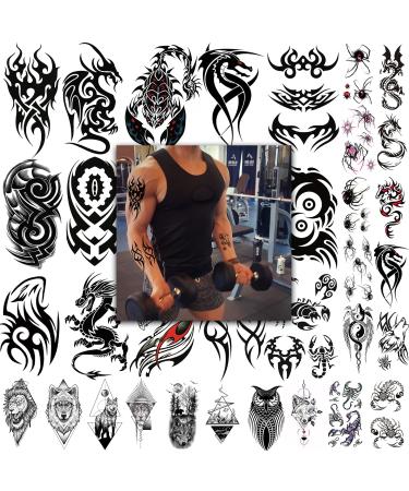 35 Sheets Long Lasting Temporary Tattoos  Large Fake Tribal Totem Tatoo Stickers for Men Women Dragon Totem Scorpion