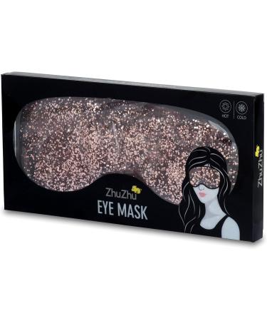 Zhu-Zhu Glitter Gel Hot & Cold Eye Mask - Therapeutic Soothing Relief for Migraines Sinus Pain Tension Headaches Allergies Puffy and Tired Eyes - Rose Gold Rose Gold Glitter - Buy Online on GoSupps.com