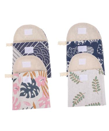 Beaupretty Tampon Organizer 4pcs Tampon Bag Tampon Organizer Period Pouch Monstera Storage Bag Menstrual Pad Cotton Linen Necessity Lucky Cat Girl Menstrual Pad Container Menstrual Pad Pouch