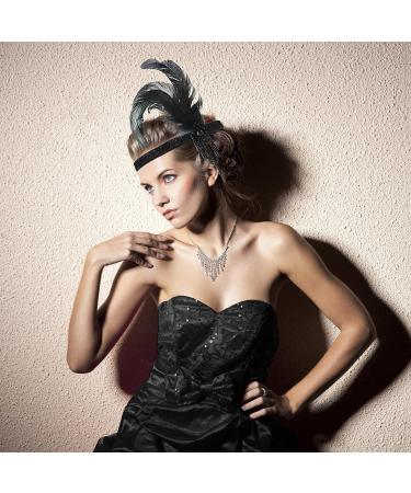 WLLHYF Feather Flapper Headpiece | 1920s Black Rhinestone Headband for Women | Gatsby Party Hair Accessory - Buy Online on GoSupps.com