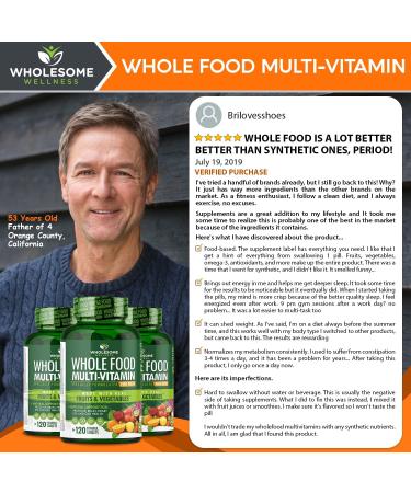 Wholesome Whole Food Multivitamin for Men - 120 Tablets | Natural Nutrition - Buy Online on GoSupps.com