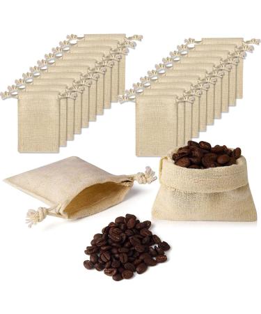 20PCS 3x3.7Inch Double Drawstring Cotton Cloth Bags - Beige | Small Jewelry Bracelet Beads Spice Gift Bags - Buy Online on GoSupps.com