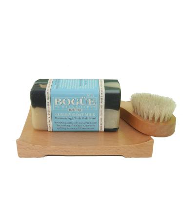 Goat Milk Soap Gift Set - BOGUE Chiefs Peak Blend No.21 with Activated Charcoal Kaolin Clay Cedarwood Rosemary & Frankincense | Facial Brush & Tray Included - Premium International Shipping - Buy Online on GoSupps.com